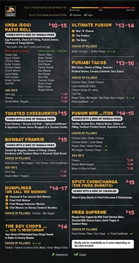 Brampton West Location Menu