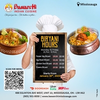 Biryani Hours Monday to Friday (5 pm - 9 pm) - $12.99