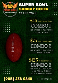 Crown Wings is serving up a super bowl special that will knock your socks off.