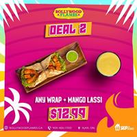 Any Wrap and Mango Lassi for $12.99 at Bollywood Flames