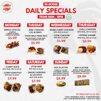 IN - HOUSE Daily specials at D'Pavilion Restaurant and Lounge.
