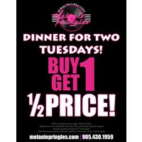Dinner for two Tuesdays at Melanie Pringles